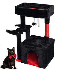 SYANDLVY Gothic cat tree top perch with plush softness for lounging after play.