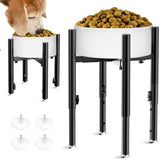 SYBECHATF adjustable dog bowl stand front view for stable feeding at any height.