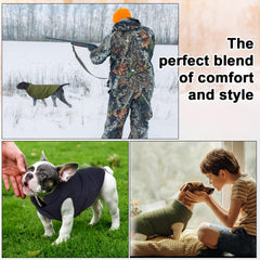 Syhood dog jacket front paws-out design enabling flexible movement