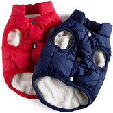 Syhood two-piece dog jacket front view, secure fit for keeping small dogs warm.