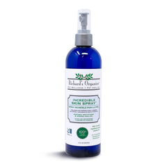Richard's Organics Incredible Skin Spray bottle close-up showing dog-safe topical solution benefits