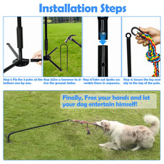 SYOOOY tether ground stakes secured for stable, safe dog play.