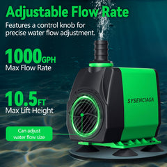 SYSENCIAGA 40W fountain pump control knob enables adjustable flow.