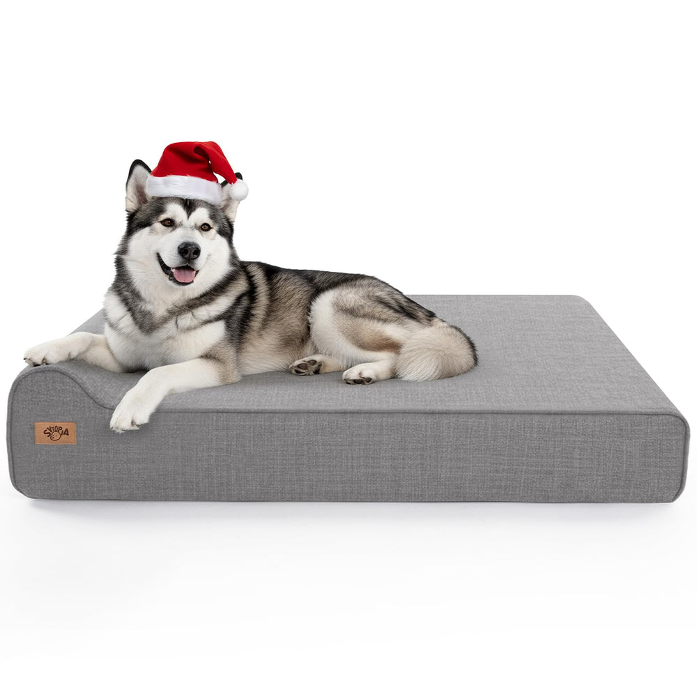 Sytopia XL dog bed foam closeup shows high-density memory foam for joint-friendly support.