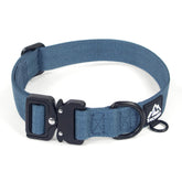 Tacwild Heavy Duty Dog Collar Haze Blue close-up shows rugged 1000D nylon for strong dogs