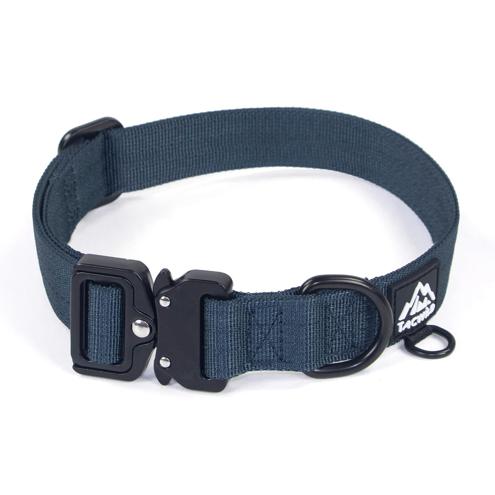 Tacwild heavy-duty dog collar navy blue buckle—easy on/off for busy walks