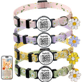 Taghelp cute flower cat collar with QR buckle for quick ID access if lost.