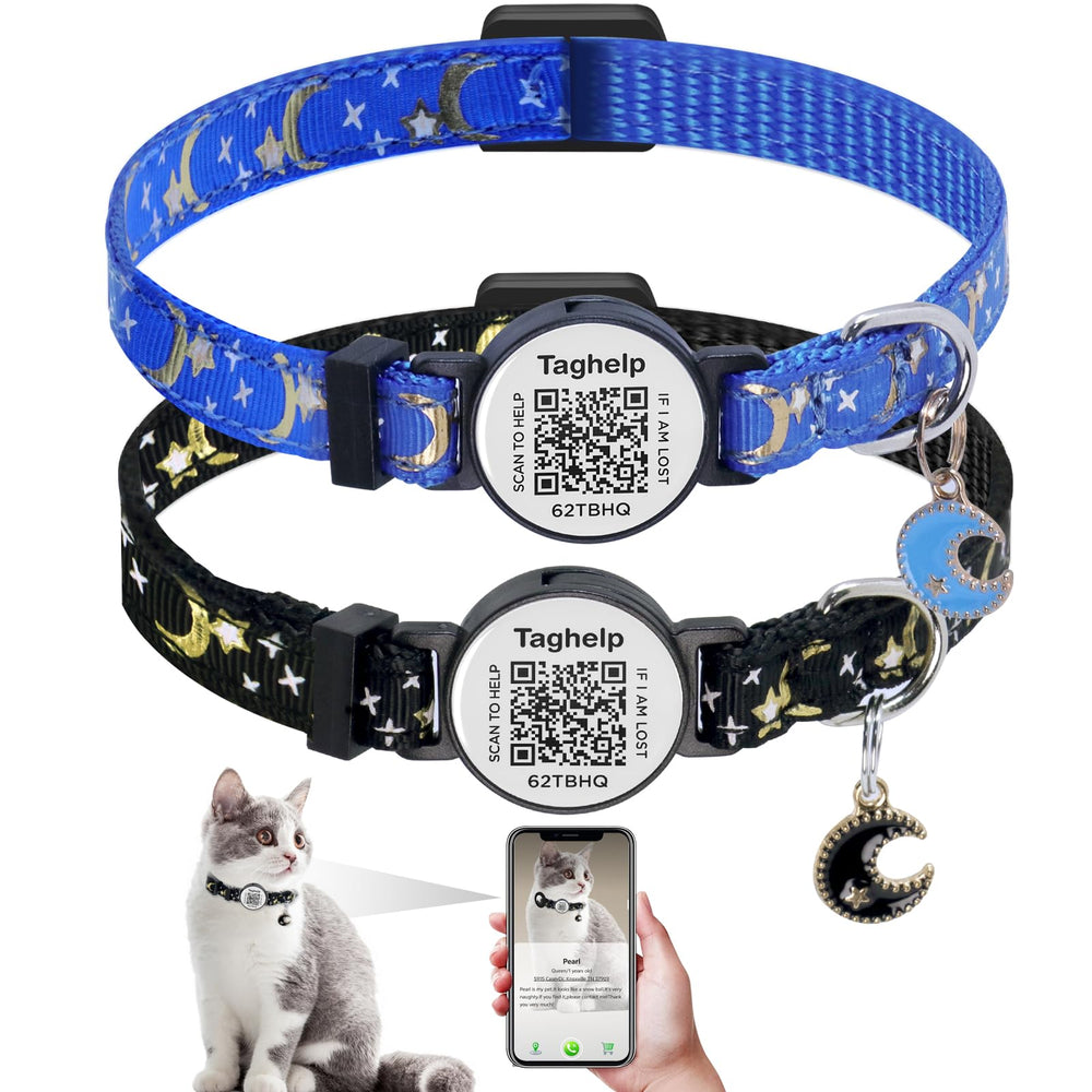 Taghelp-stars-moon-collar moon-pattern design adds style and safety.
