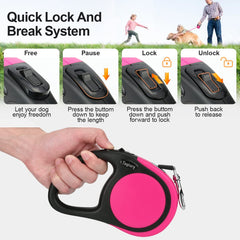 Taglory retractable leash pink-in-use showcases easy control in parks.