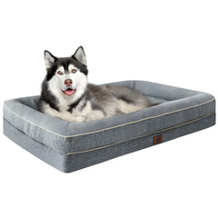 TaiBest dog bed gray wide top view highlighting generous space for extra-large dogs' comfort.