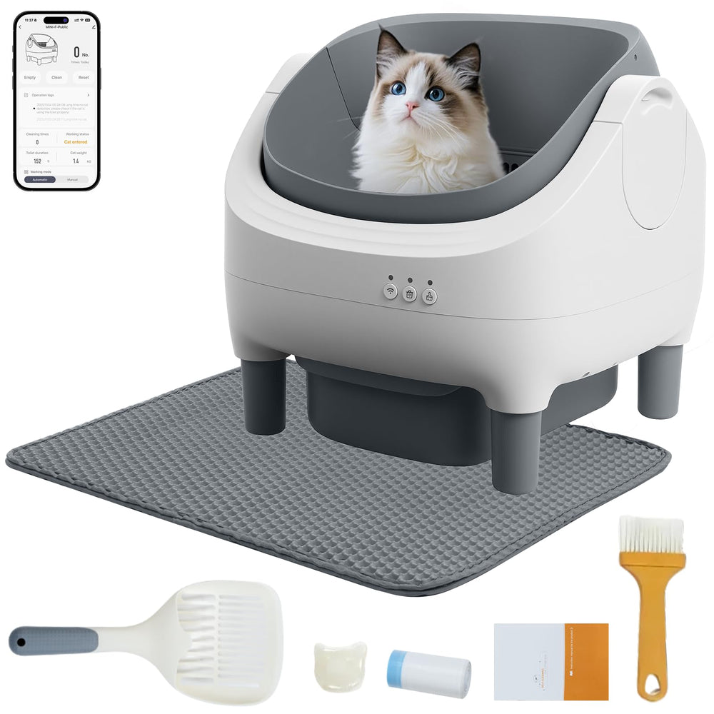 Taifa self-cleaning litter box app control panel helps monitor cat habits from anywhere