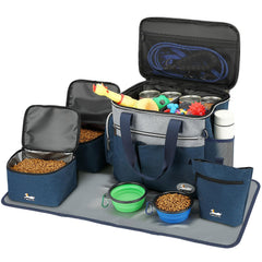 TAIHOYIN dog travel bag front view in navy, organized travel on the go.