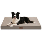 Tail Stories outdoor dog bed in khaki, side view for crate-ready outdoor rest.