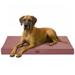 Tail Stories outdoor extra large dog bed pink foam close-up showing orthopedic support.