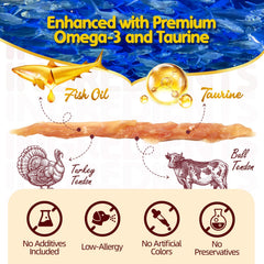 TailParty Turkey Tendons long-lasting chew packaging highlights extended play and training rewards