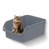 Tailryth large cat litter box low-entry front view supports easy access for kittens and seniors.