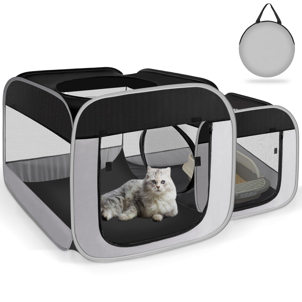 TailTastic large cat playpen separate areas for feeding, resting, and litter zones