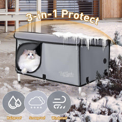 TailTastic Outdoor Cat House wind-stability with six stakes anchors shelter against gusts