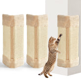 Taiyin 3-Pack Cat Scratcher Corner Pad wall-mounted beige front view for wall protection.