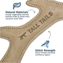 Tall Tails natural buffalo-hide fetch toy supports interactive games like fetch and tug.
