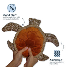 Tall Tails sea turtle toy in action with flipper animation for mental stimulation.