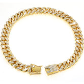 Collar de cadena dorada Tallew para perro con diamantes, paseo elegante