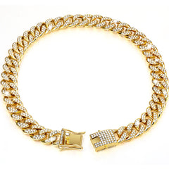 Collar de cadena dorada Tallew para perro con diamantes, paseo elegante