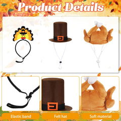 Talltalk turkey-costume pilgrim-hat on a pet for festive style