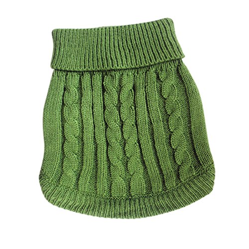 Tangpan turtleneck classic straw-rope pro dog sweater green front view for warm outdoor walks