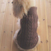 Tangpan turtleneck classic straw-rope sweater front view shows warm brown knit for dogs