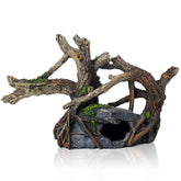 TAOMYPETS artificial tree trunk close-up, durable resin, fade-resistant for long-lasting aquarium decor.