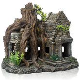 TAOMYPETS resin artificial tree trunk hideout provides natural shelter for shy fish.