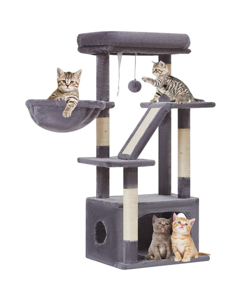 Taoqimiao cat tree with sisal columns supports scratching and playful exploration