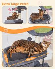 Taoqimiao cat tree fluffy basket offers snug hideaway for quiet lounging.