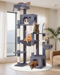 Taoqimiao heavy-duty cat tree tall 71-inch height for multi-cat climbing and territory