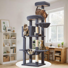 Taoqimiao MS042G cat tree, a 66-inch structure for multi-cat lounging and play.