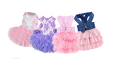 TAPBULL striped mesh dog dress in purple pink for small breeds four-pack set