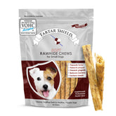 Tartar Shield soft rawhide chews for small dogs pack promotes cleaner teeth and fresher breath.