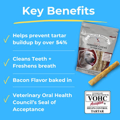 Tartar Shield soft rawhide close-up texture view highlighting gentle chew for sensitive gums