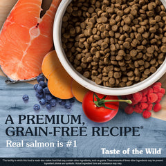 Taste of the Wild Pacific Stream smoke-flavored salmon closeup emphasizes real fish as main ingredient.