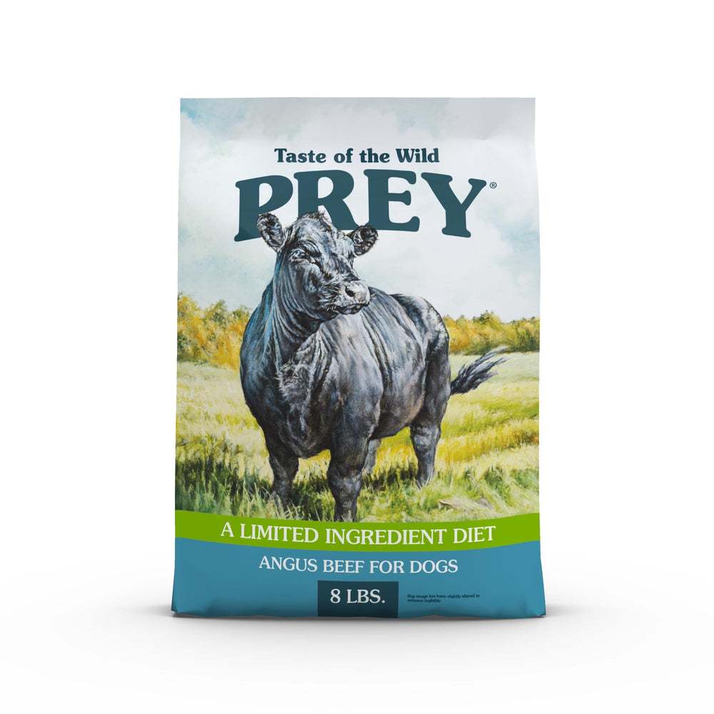 Taste of the Wild PREY dry dog food in a bowl showing protein-rich formulation