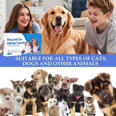 Tauphete Giardia Test Kit sample-collection guide shows small stool sample for accuracy