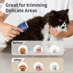 Tawiijou Pet Hair Clipper low-noise operation for calm grooming sessions.