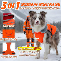 T'CHAQUE dog winter jacket showcases 3D belly design for enhanced mobility.