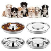 tchrules 4-pack stainless steel puppy bowls set for multi-pet feeding and durability