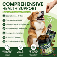 Tciika para perros, tabletas masticables 24-en-1, cuidado diario del pelo.