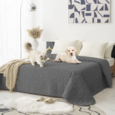 Tcksstex waterproof layer on dog bed cover protects furniture from spills and stains.