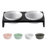 TEAKISS ceramic white dog bowl set closeup shows premium finish for easy cleaning
