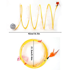 TEASIK tunnel bed yellow feather-side toy sparks playful hunting and stimulation.