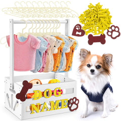Teenyyou dog closet wardrobe in white with hanging rod and organized storage